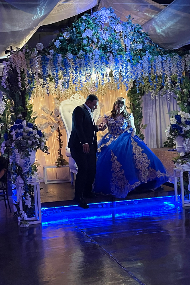 Decorated garden gazebo backdrop area for guests