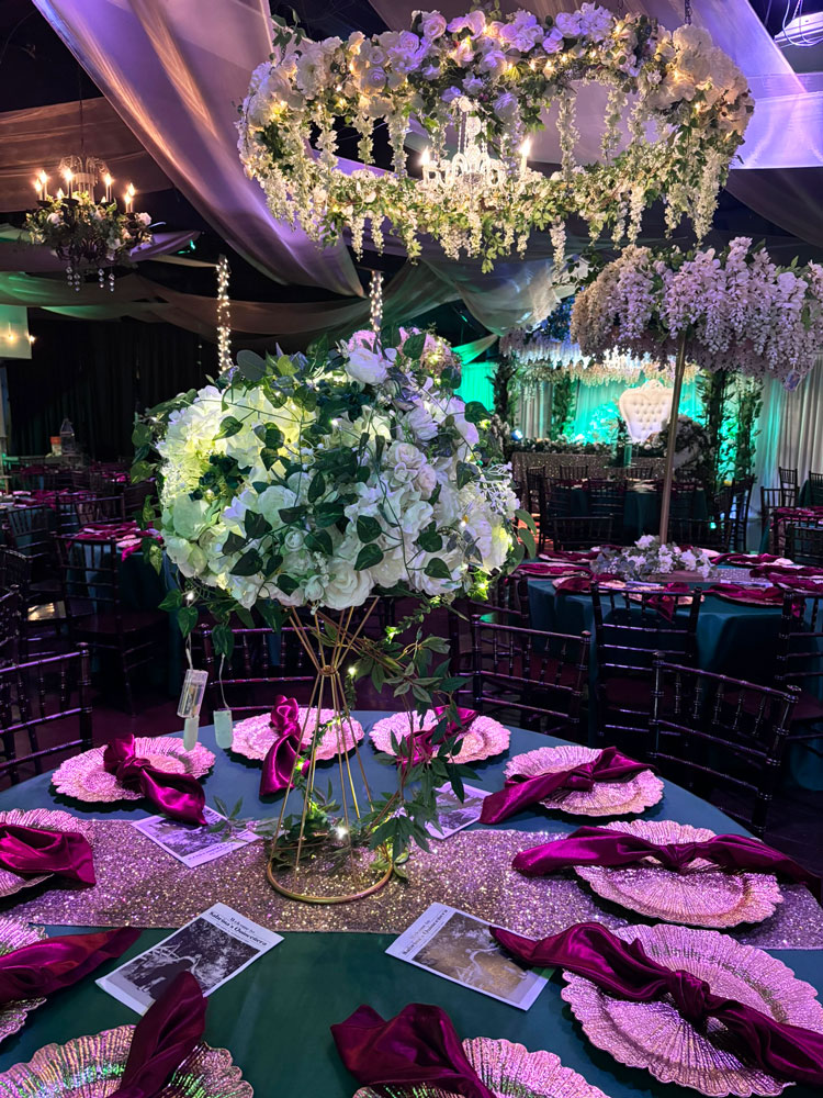 Elegant green-themed centerpiece with fresh foliage